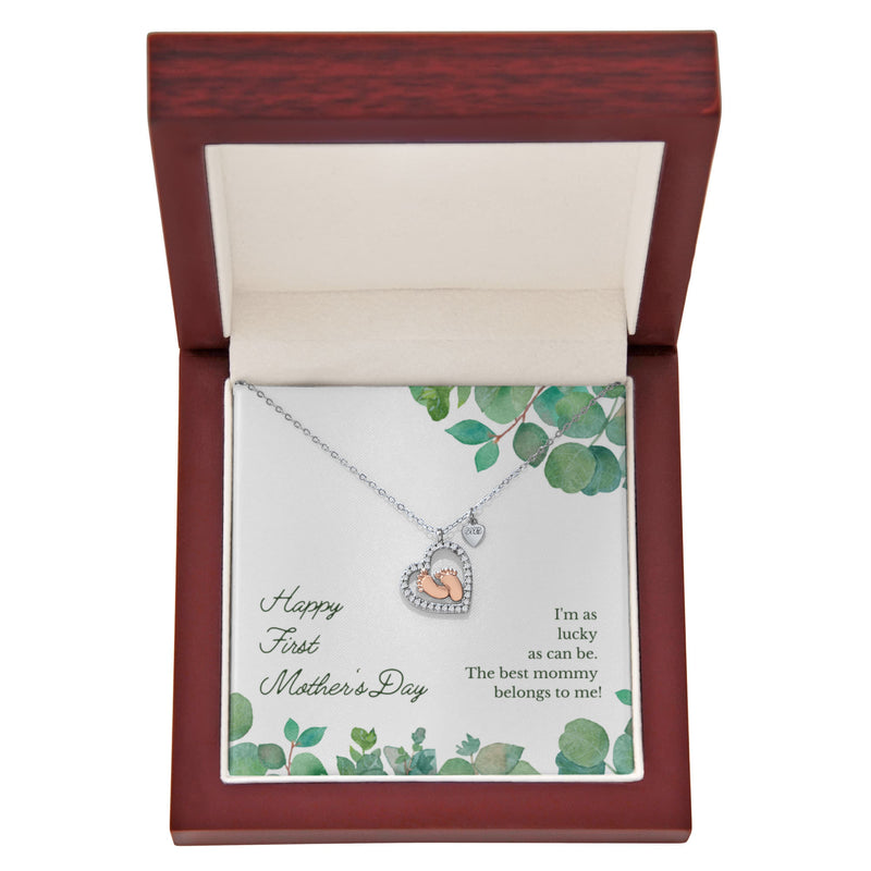 Baby Feet Heart Necklace - First Mother's Day